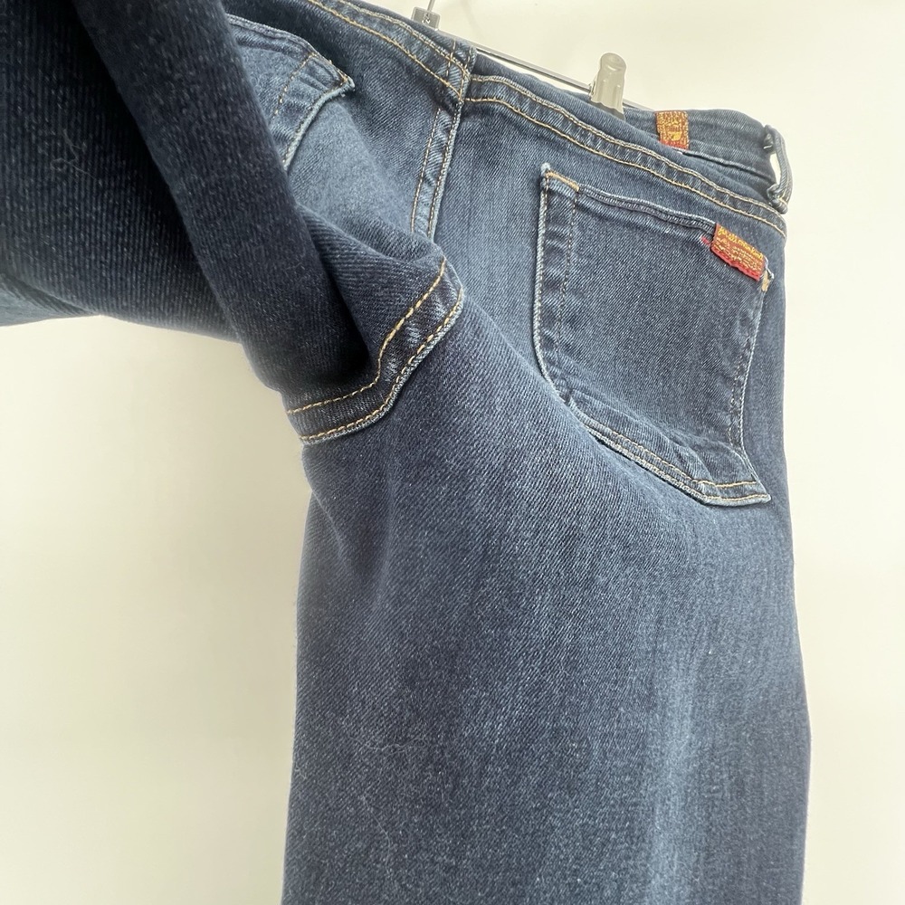 Seven 7 For All Mankind Jeans Skinny Bootcut Dark Wash Sz 26 Raw Hem Modified - Picture 15 of 16